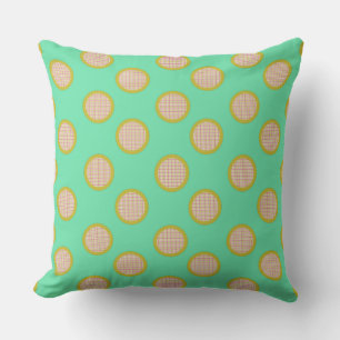 Gingham Dots, Green Outdoor Pillow
