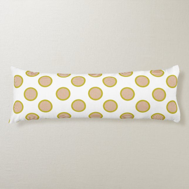 Gingham Dots, White Body Pillow (Front)