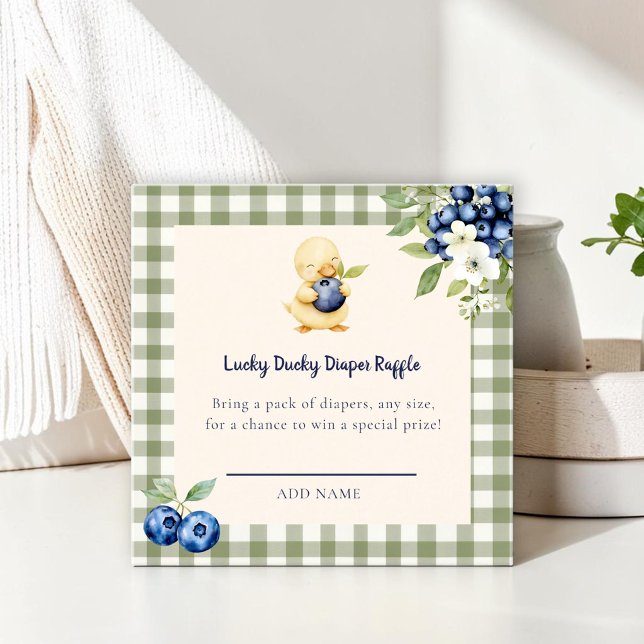 Gingham Duck Baby Shower Diaper Raffle Card (Creator Uploaded)