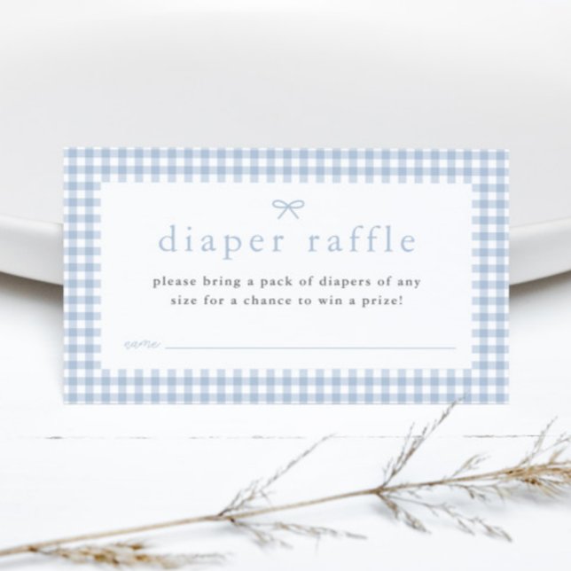 Gingham Dusty Blue Boys Baby Shower Diaper Raffle Enclosure Card (Dusty Blue Gingham Boys Baby Shower Diaper Raffle Enclosure Card.)