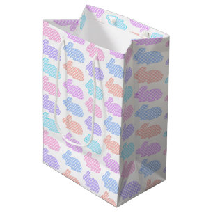 Gingham Easter Bunny Pattern Medium Gift Bag