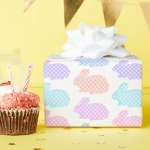 Gingham Easter Bunny Pattern Wrapping Paper