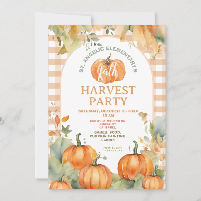 Gingham Fall Festival Invitation Harvest Party (Front)