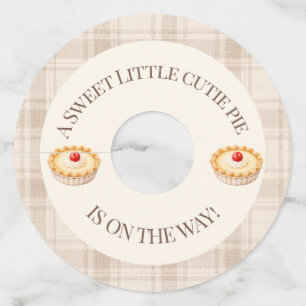 Gingham Fall Little Cutie Pie Cherry Baby Shower  Wine Glass Tag