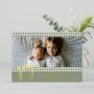 Gingham Farmhouse Green Christmas Family Photo
