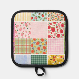 Gingham Floral Rustic Patchwork Inspired Pot Holder