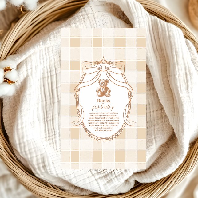 Gingham French Teddy Bear  Books for Baby Enclosure Card (Creator Uploaded)