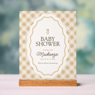 Gingham Goose Baby Shower Acrylic Welcome Sign