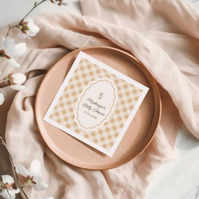 Gingham Goose Baby Shower Napkin (Gingham Goose Baby Shower napkin)