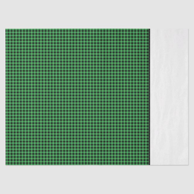 Gingham Green Black Check Pattern Two Tone Preppy Tissue Paper (Front)