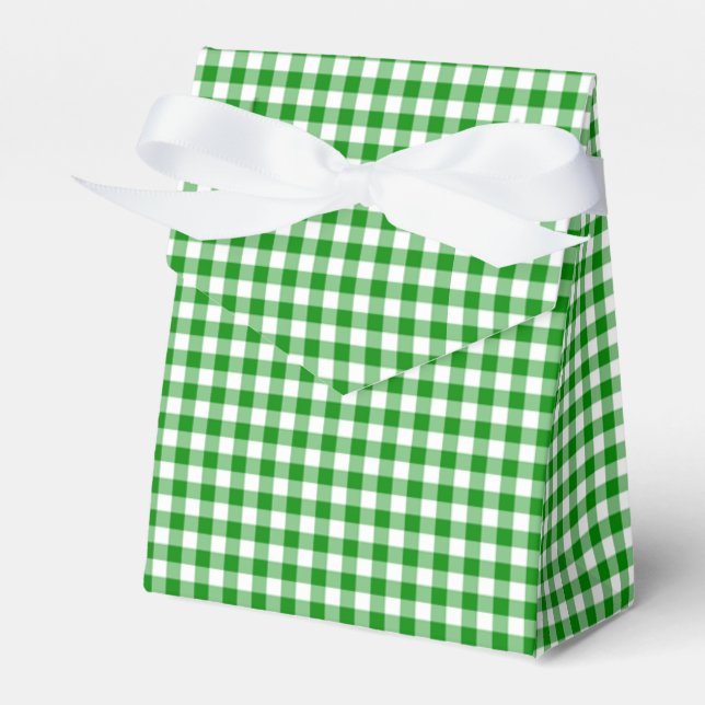 Gingham-Green-Favour Box, Tent Favour Box (Front Side)