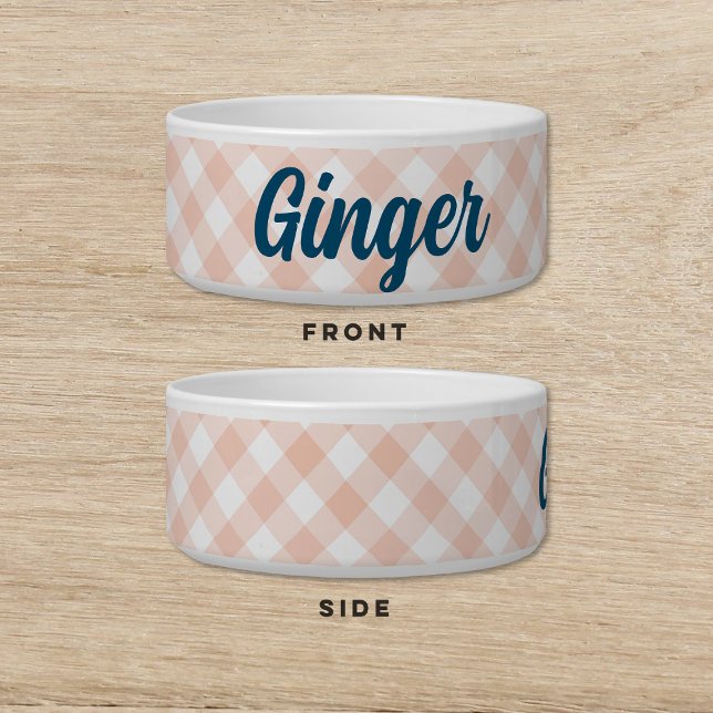 Gingham Green Pink Dog Cat Pet Bowl (Creator Uploaded)