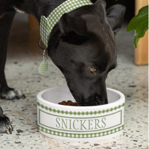 Gingham green Plaid Personalised Name Bowl