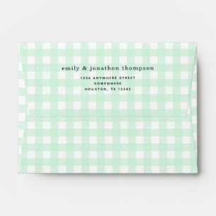 Gingham Green Return Name Address Envelope