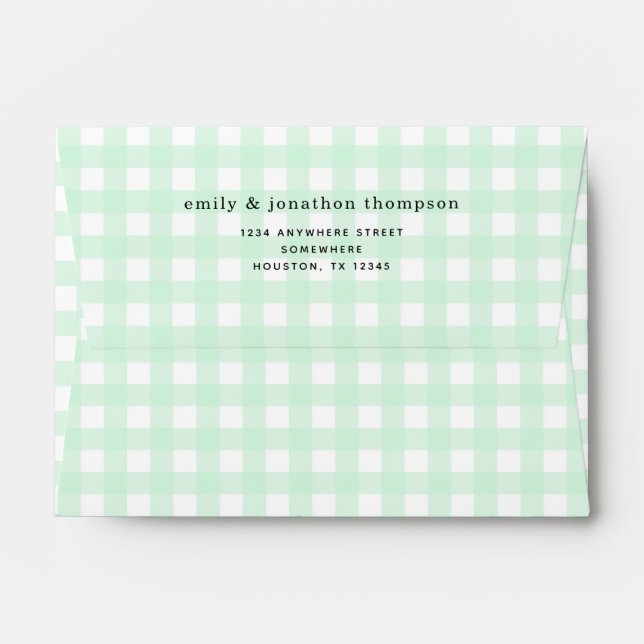 Gingham Green Return Name Address Envelope (Back (Top Flap))