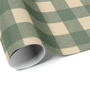 Gingham Green Rustic Country Wrapping Paper