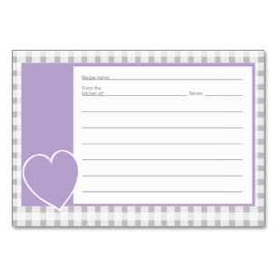 Gingham Grey Chequered Pattern Recipe Cards