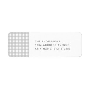 Gingham Grey White Check Pattern Return Address