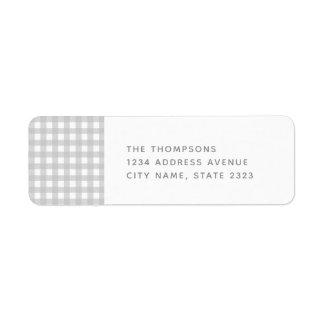 Gingham Grey White Check Pattern Return Address