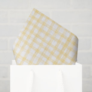 Gingham Hand-Drawn Modern Cute Yellow White Preppy Tissue Paper