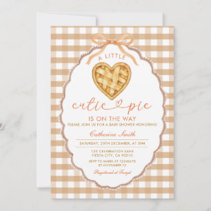 Gingham Heart Cutie Pie is on the way Baby Shower Invitation