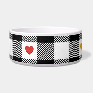 Gingham Heart Dog Bowl