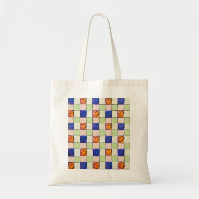 Gingham heart shopping Tote Bag (Front)