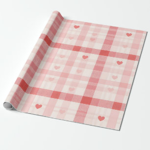 Gingham Hearts • Classic Sweet Valentine Seamless Wrapping Paper