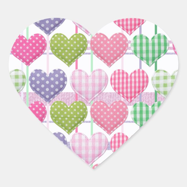 Gingham Hearts Pattern Heart Sticker (Front)