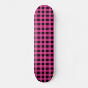 Gingham Hot Pink and Black Skateboard