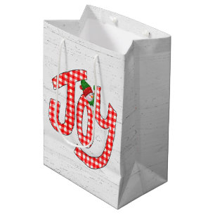 Gingham Joy On Whitewashed Wood Medium Gift Bag