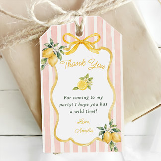 Gingham Lemon Themed 1st Birthday Gift Tags