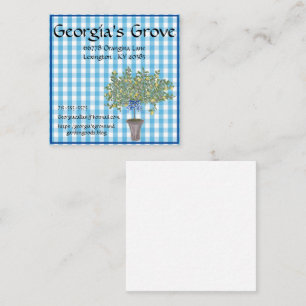 Gingham Lemons Lemon Tree Square Business Card