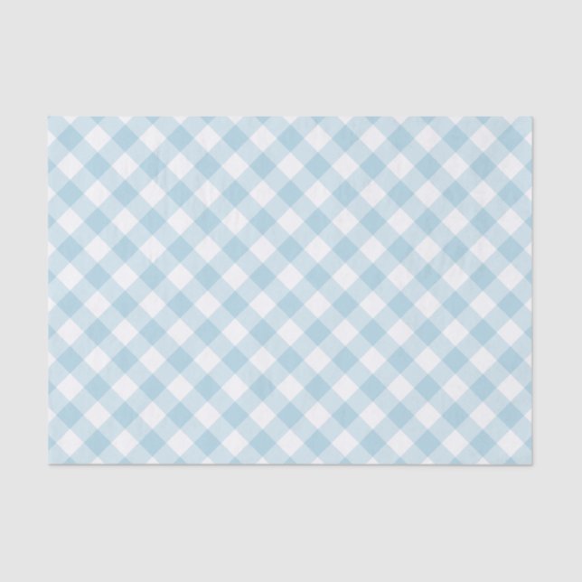 Gingham Light Blue And White Pattern Tissue Paper (Front)