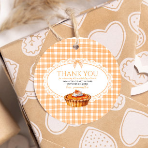 Gingham Little Cutie Pie Baby Shower Round Favour Tags
