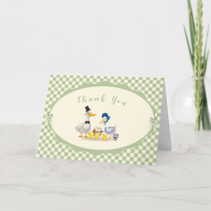 Gingham Little Duckling Family Duck Baby Shower Thank You Card