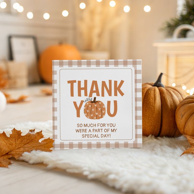 Gingham Little Pumpkin Favour Thank You Tag (Creator Uploaded)