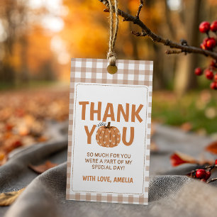 Gingham Little Pumpkin Favour Thank You Tag