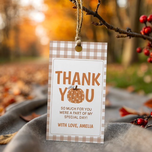 Gingham Little Pumpkin Favour Thank You Tag (Creator Uploaded)