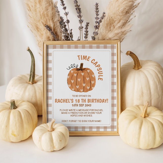 Gingham Little Pumpkin Time Capsule Table Sign (Creator Uploaded)