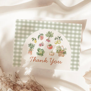 Gingham Locally Grown Baby Shower Thank You Card