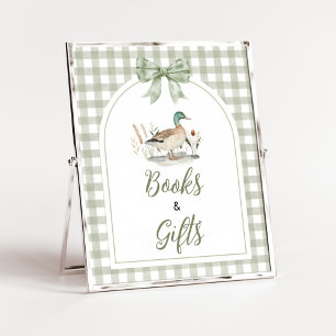 Gingham Mallard Duck Baby Books and Gifts Sign