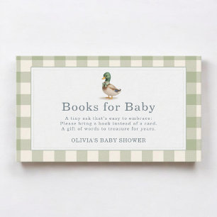 Gingham Mallard Duck Books For Baby Enclosure Card