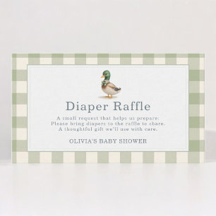 Gingham Mallard Duck Diaper Raffle Enclosure Card