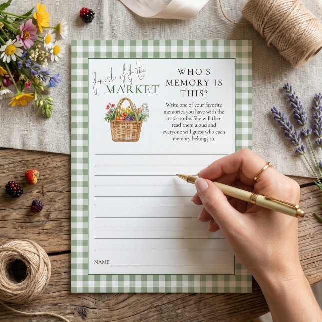Gingham Market Who’s Memory Bridal Shower card (Creator Uploaded)