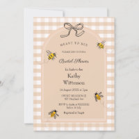 Gingham Meant To Bee Bridal Shower  Invitation