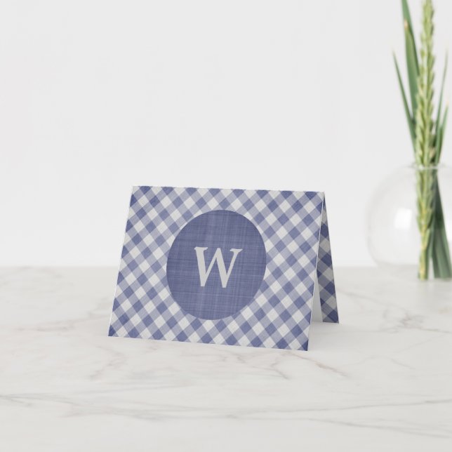Gingham Monogram Notecard (Front)