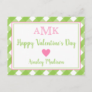 Gingham Monogram Personalised Valentine's Cards