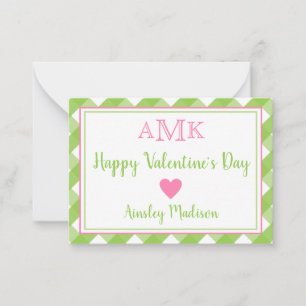 Gingham Monogram Valentine's Classroom Cards