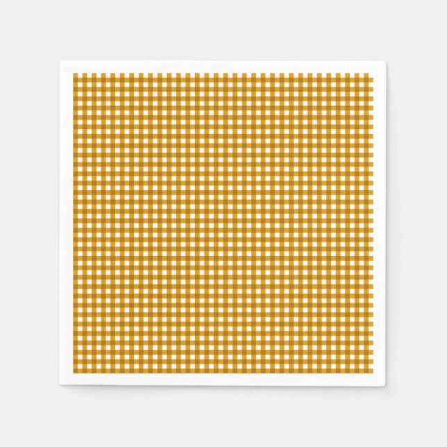 Gingham-Mustard Yellow-Paper Napkins (Front)